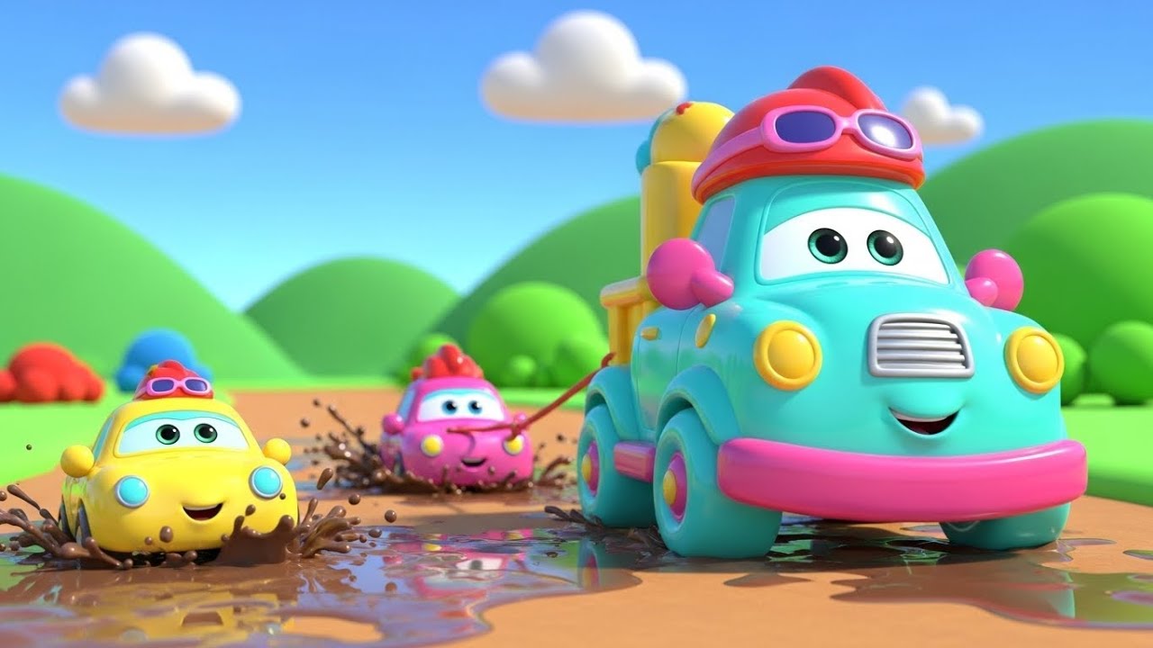 Muddy Toy Truck Saves the Stuck Cars 🚚💦 | Rescue Vehicle Kids Song