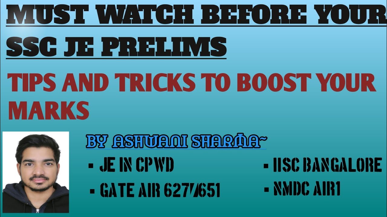MUST WATCH BEFORE YOUR SSC JE EXAM|| LAST MINUTE TIPS AND TRICKS TO BOOST YOUR SCORE|| MISSION CPWD