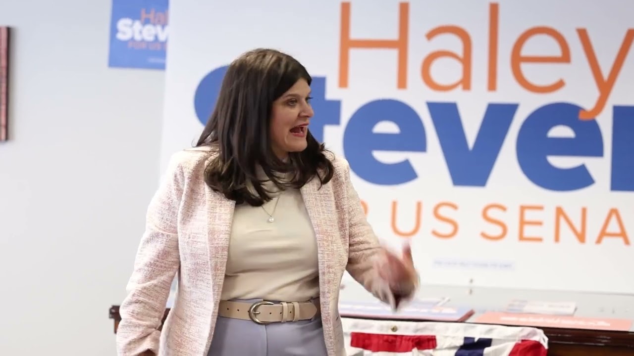 Haley Stevens addresses volunteers at phone bank for her U.S. Senate campaign