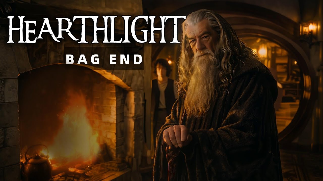 Bag End at Night — Hearthlight & Quiet Rain (1h+) | LOTR Ambient Music | Study & Sleep