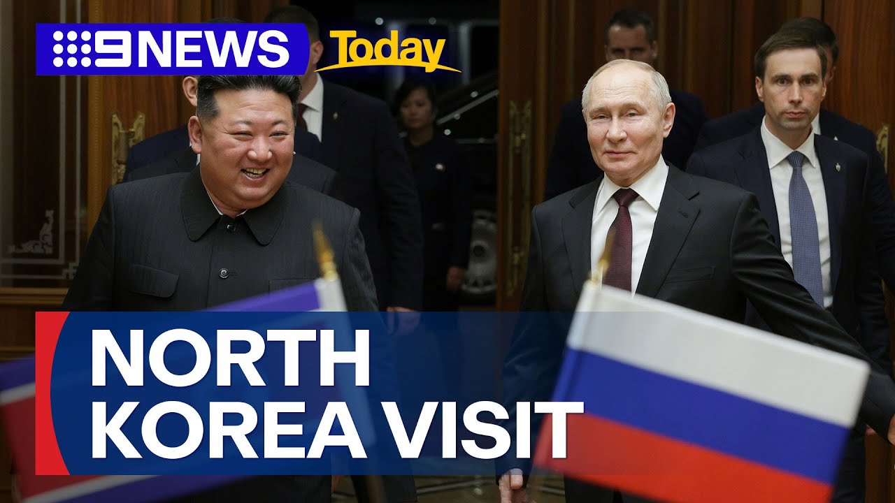 Putin touches down in North Korea to meet with Kim Jong Un | 9 News Australia