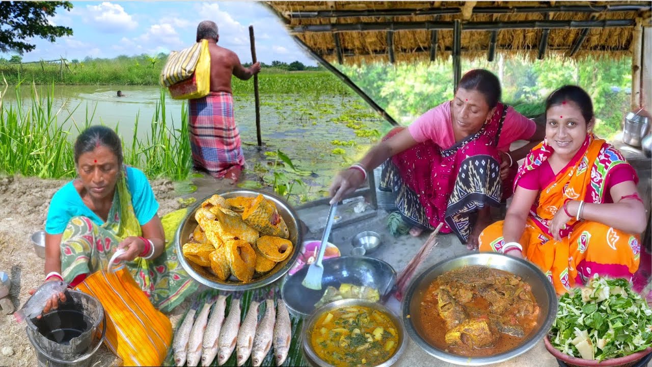 Daily Early Morning Routine। Fish Catching In The Village Pond। Village Style Desi Pona Fish Curry 