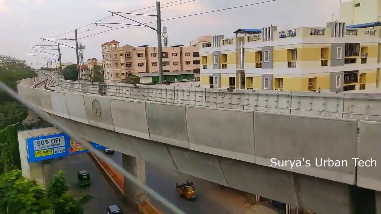 Hyderabad Metro Rail crossing New Oliphant bridge  to reach Gandhi Hospital Metro