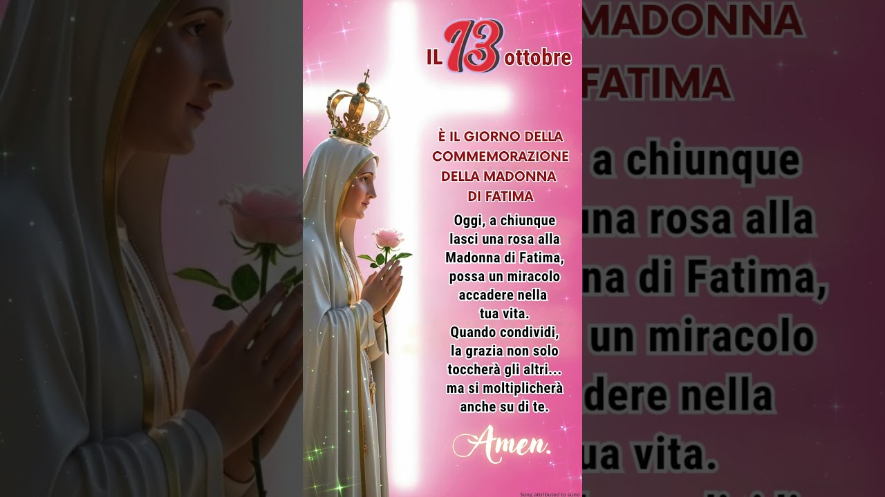 13 IL ottobre &Egrave; IL GIORNO DELLA COMMEMORAZIONE DELLA MADONNA DI FATIMA