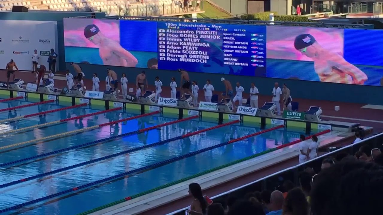 Sette colli 2018 - finale A 100 rana uomini con Adam Peaty e Fabio Scozzoli