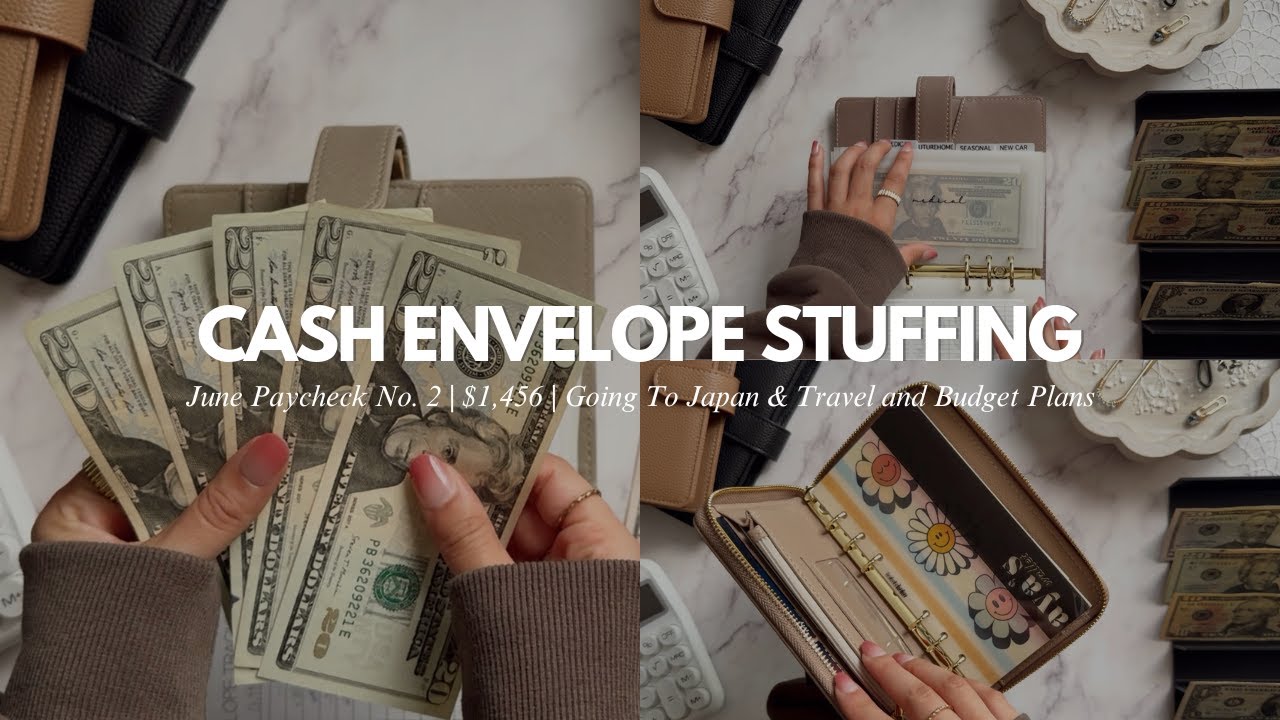 CASH ENVELOPE STUFFING | traveling to japan & budget and travel plans 🇯🇵💸🖤 | june no. 2 | $1,456