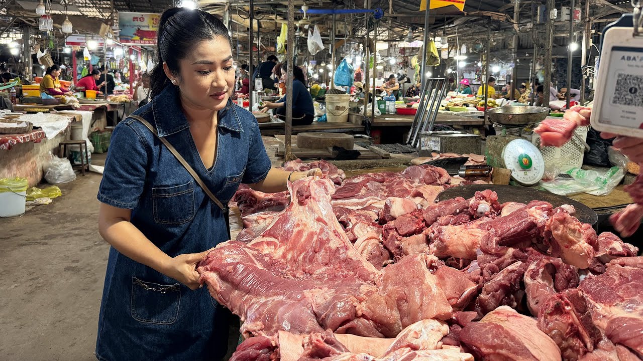 Market tour and cooking : Buy pork and veggies for my recipe | Pork Sichuan soup recipe