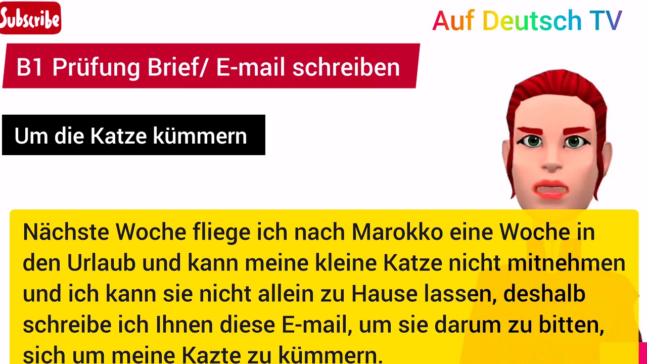 #B1_Prüfung um die Haustiere kümmern #Brief_schreiben um die Katze kümmern