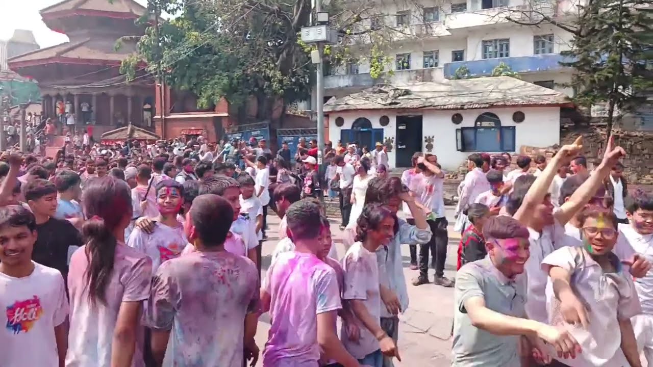 Colors of Kathmandu: Holi 2026 at Basantapur 🎈​ #Kathmandu #FestivalOfColors #HoliCelebration