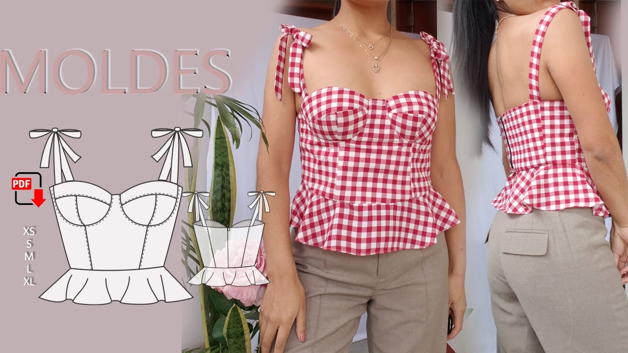 MOLDES BUSTIER PEPLUM ( copa a medida de espuma )Tutorial de costura + Descarga de patrones