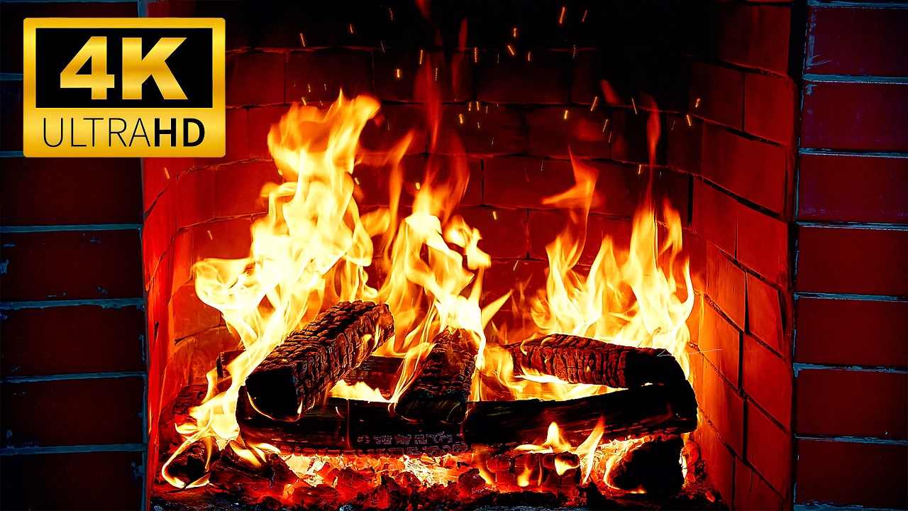 🔥 Cozy Fireplace in 4K UHD 🔥 Burning Fireplace with Crackling Fire Sounds | Relaxing Fireplace