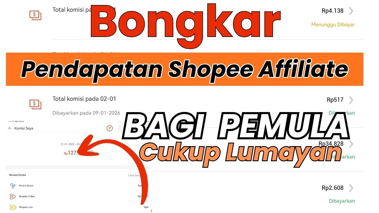 Baru Gabung Shopee Affiliate, Segini Penghasilan shopee Afiliate  bagi pemula yang Saya Dapatkan