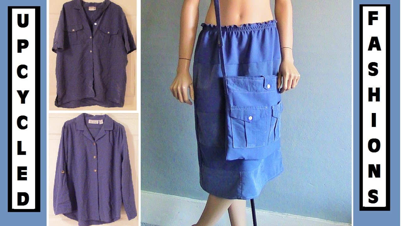 DIY Upcycled Fashions - 2 Shirts Transformed to Skirt and Tote Bag - Ep. 3