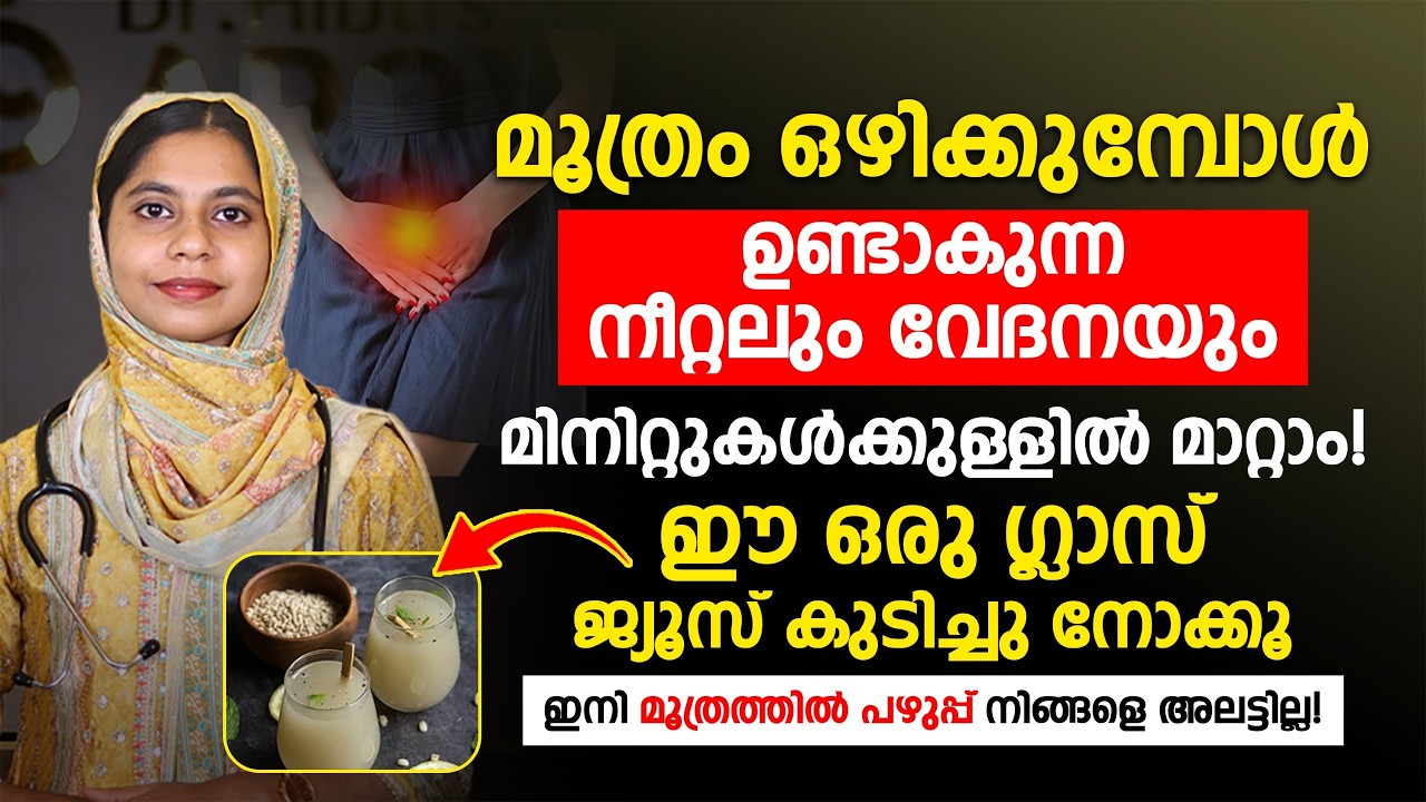 മൂത്രം ഒഴിക്കുമ്പോൾ നീറ്റലും വേദനയും ഉണ്ടോ? ഈ ജ്യൂസ് കുടിച്ചാൽ ഉടൻതന്നെ ആശ്വാസം ലഭിക്കും! Dr ASHFINA