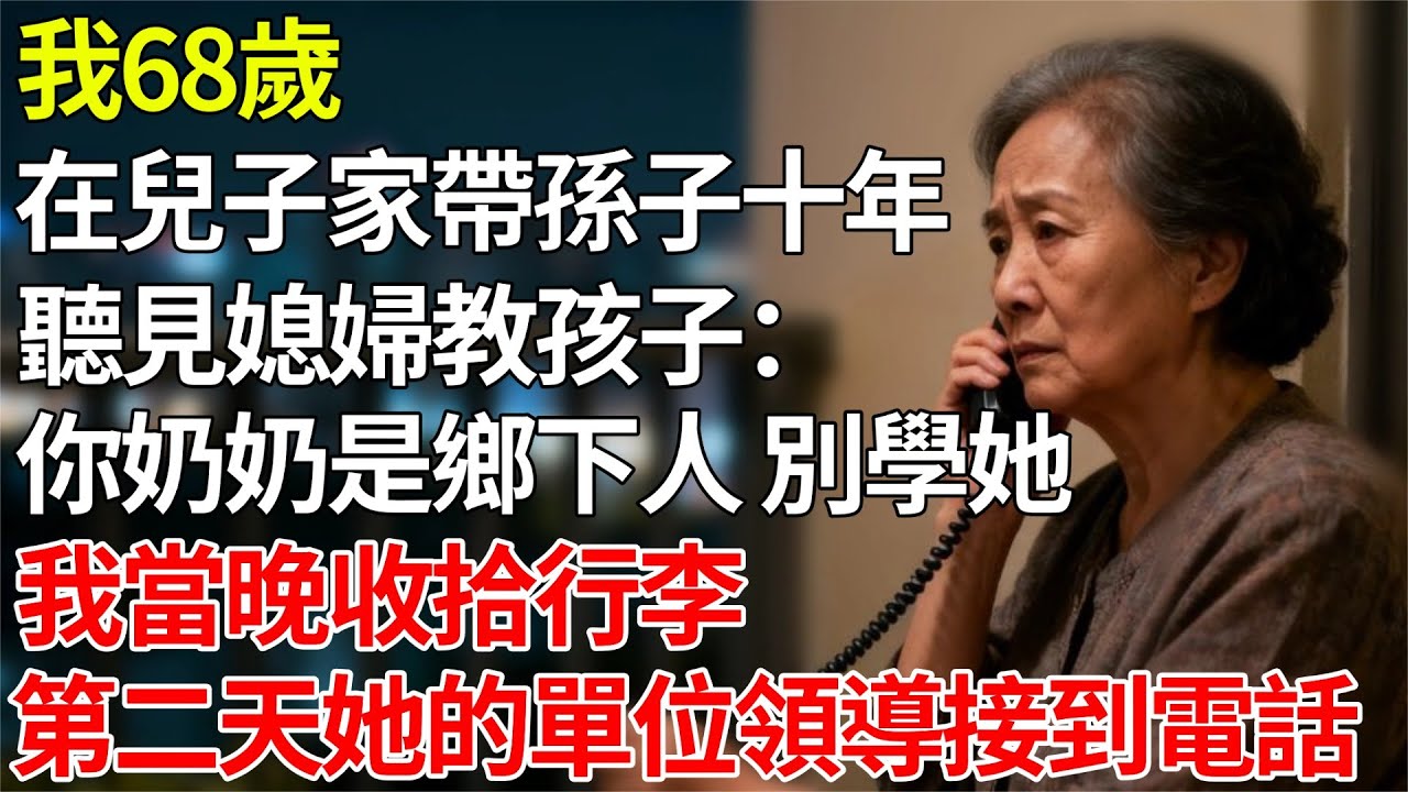 我68歲，在兒子家帶孫子十年，聽見媳婦教孩子：“你奶奶是鄉下人，別學她。”我當晚就收拾行李，第二天她的單位領導接到了電話#故事#養老#為人處世 #生活經驗 #情感故事 #幸福人生 #上了年紀該明白的事