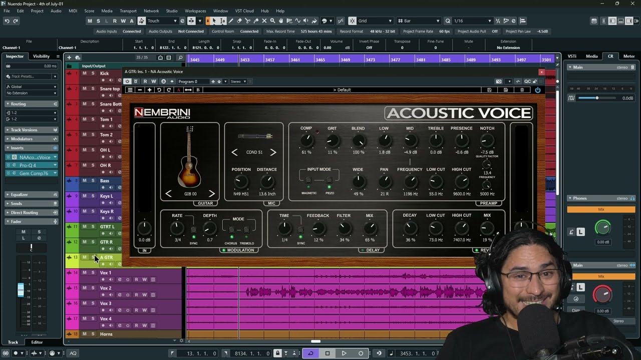 Nembrini Audio Acoustic Voice Guitar Preamp plugin saves acoustic DI  tracks Live or in studio