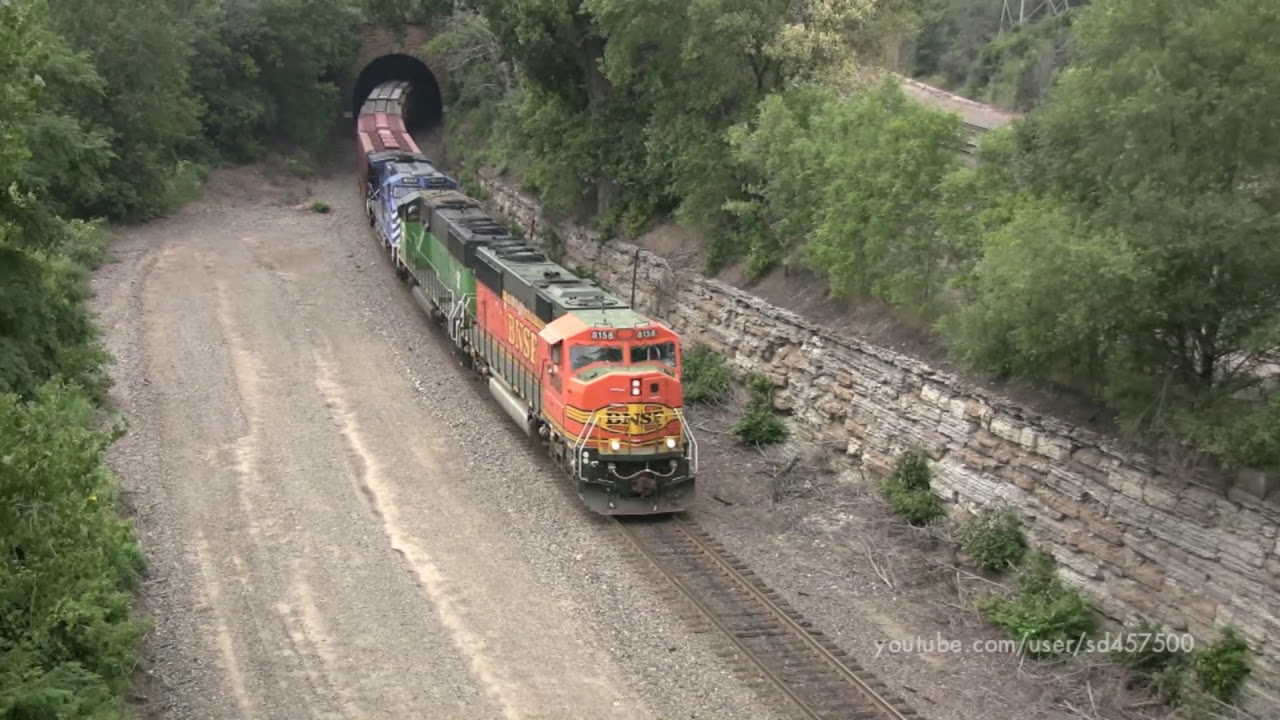 SD60Ms on the BNSF -Green and Orange in Minnesota-