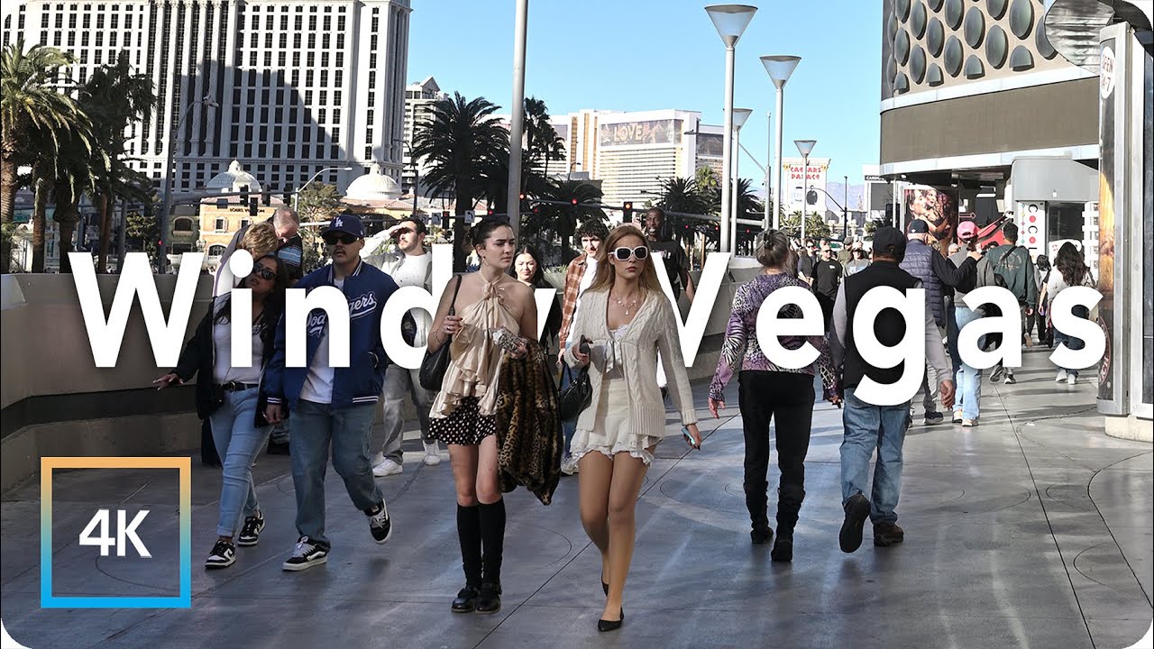 Windy Relaxing Las Vegas Vibes Walking Ambience | Binaural Sounds 4K