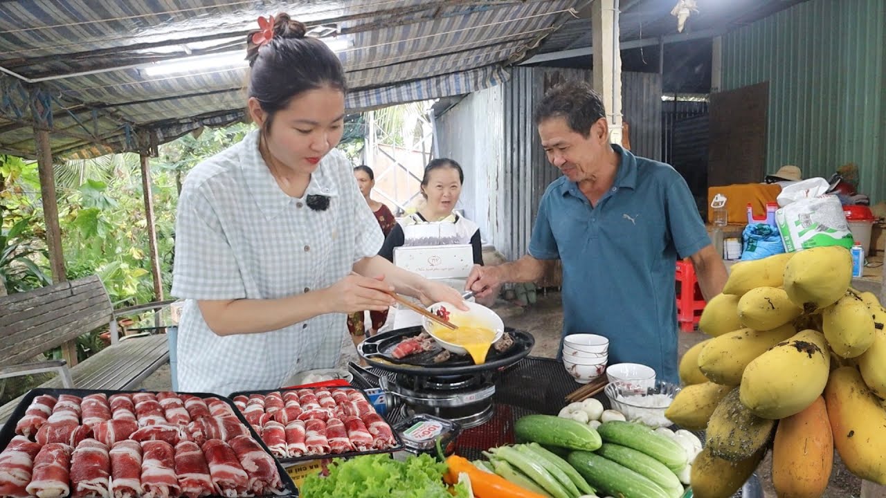 Q Thu Hoạch Đậu Bắp, Dưa Leo, Trứng, Cà,… Cả Nhà Ăn Thịt Nướng Khui Bánh Kem Sinh Nhật Út 