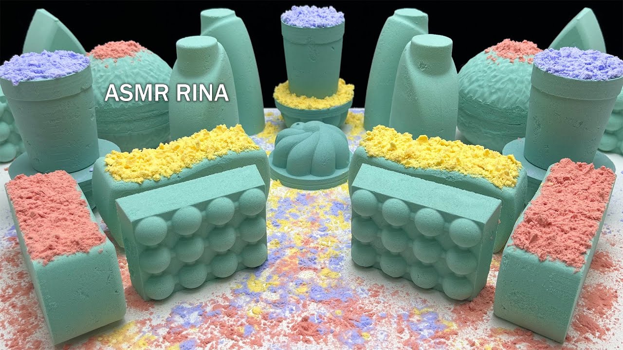ASMR baking soda crunchy soft green