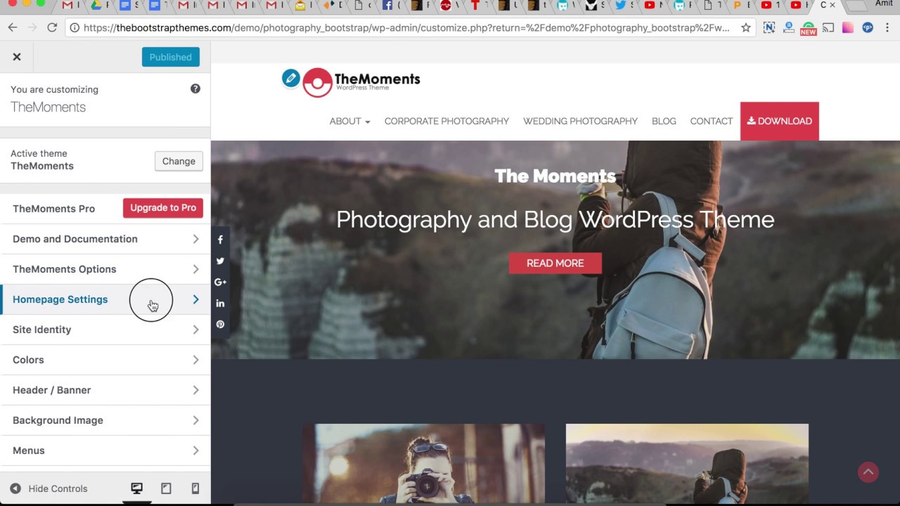 How to Setup Homepage in TheMoments WordPress Theme | Photography Theme