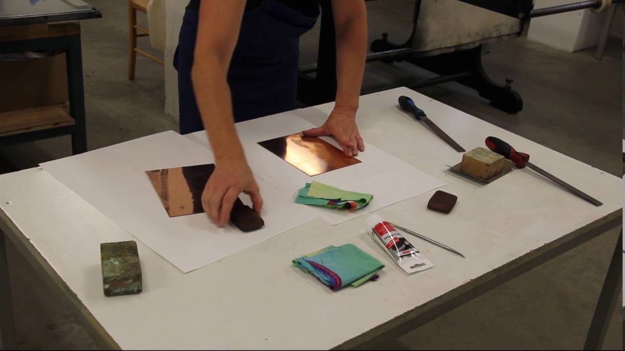 Drucktechniken - Tiefdruck: Platte vorbereiten (1/13)