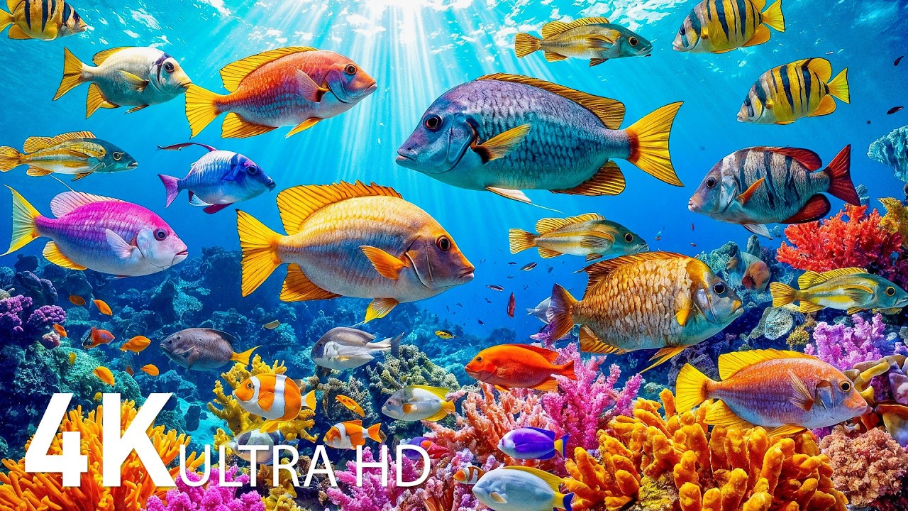 The Best Tropical Ocean 4K 🌊 Colorful Coral Reef Fish - Relaxing Sleep Ambience Music