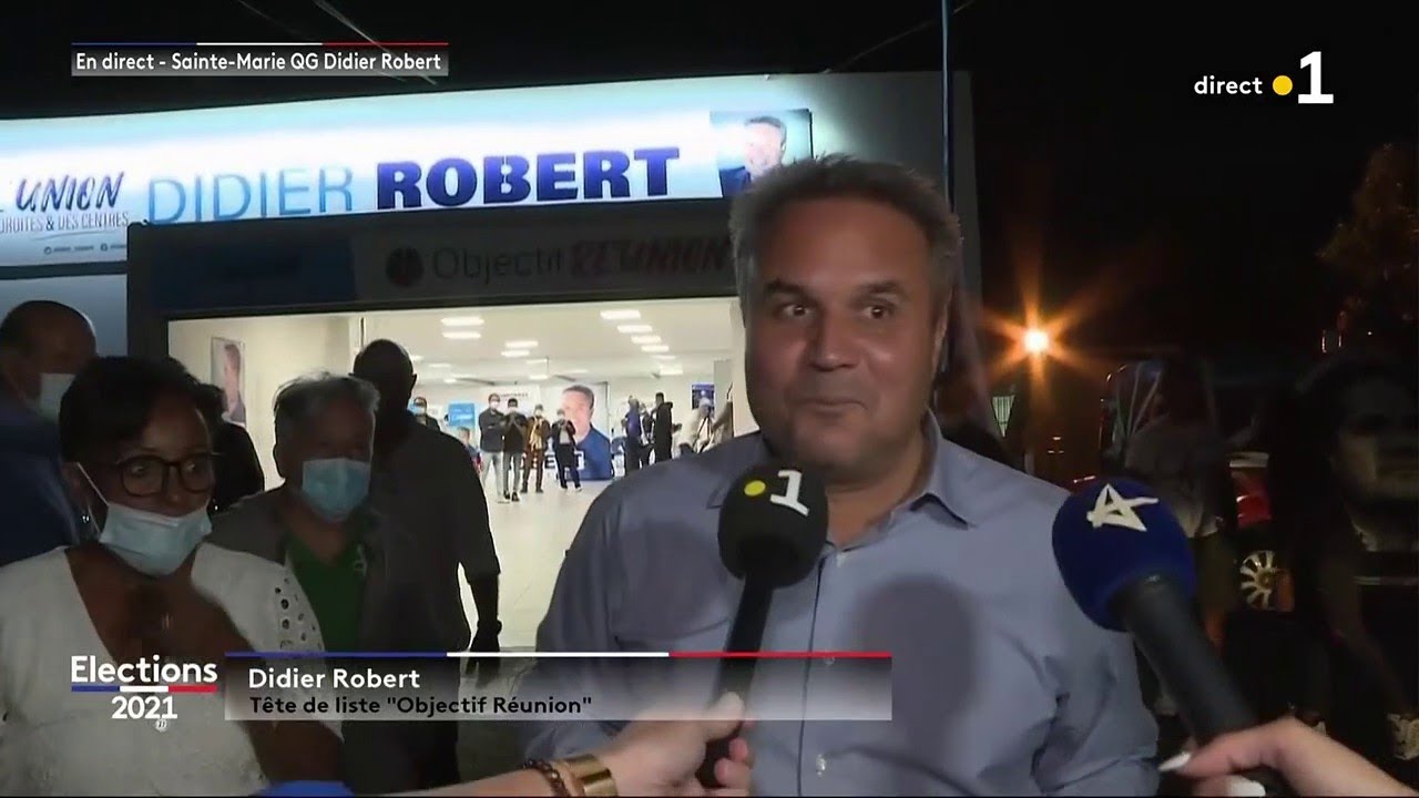 En tête du premier tour des élections régionales, Didier Robert réagit sur Reunion La 1ere