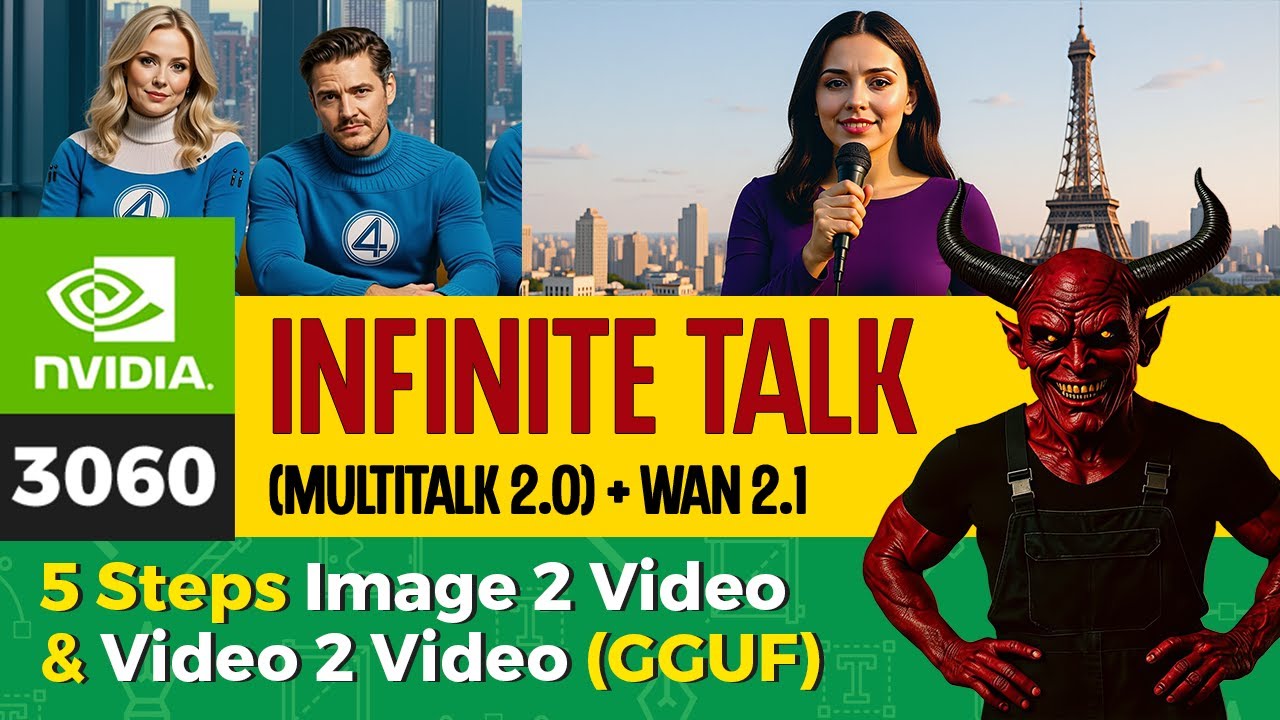 InfiniteTalk (MultiTalk 2.0) + Wan 2.1: 5-шаговый рабочий процесс преобразования изображений в ви...