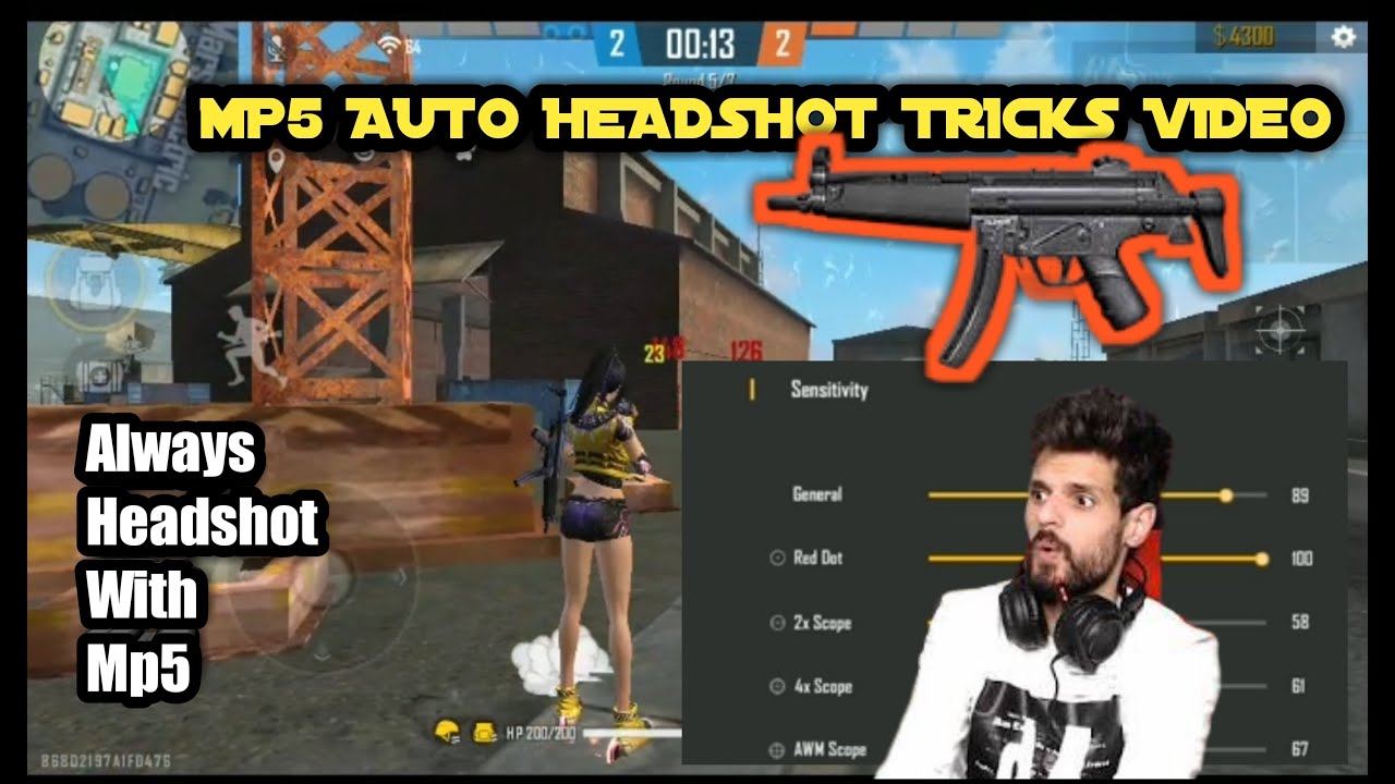 MP5 AUTO HEADSHOT SETTING FREE FIRE VIDEO//NEW HEADSHOT BUG//ALWAYS HEADSHOT MP5 💀☠️💀....