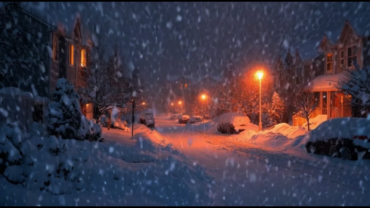 Deep Sleep Suburban Snowstorm ❄️ Heavy Snowfall & Cozy Winter White Noise for Relaxation