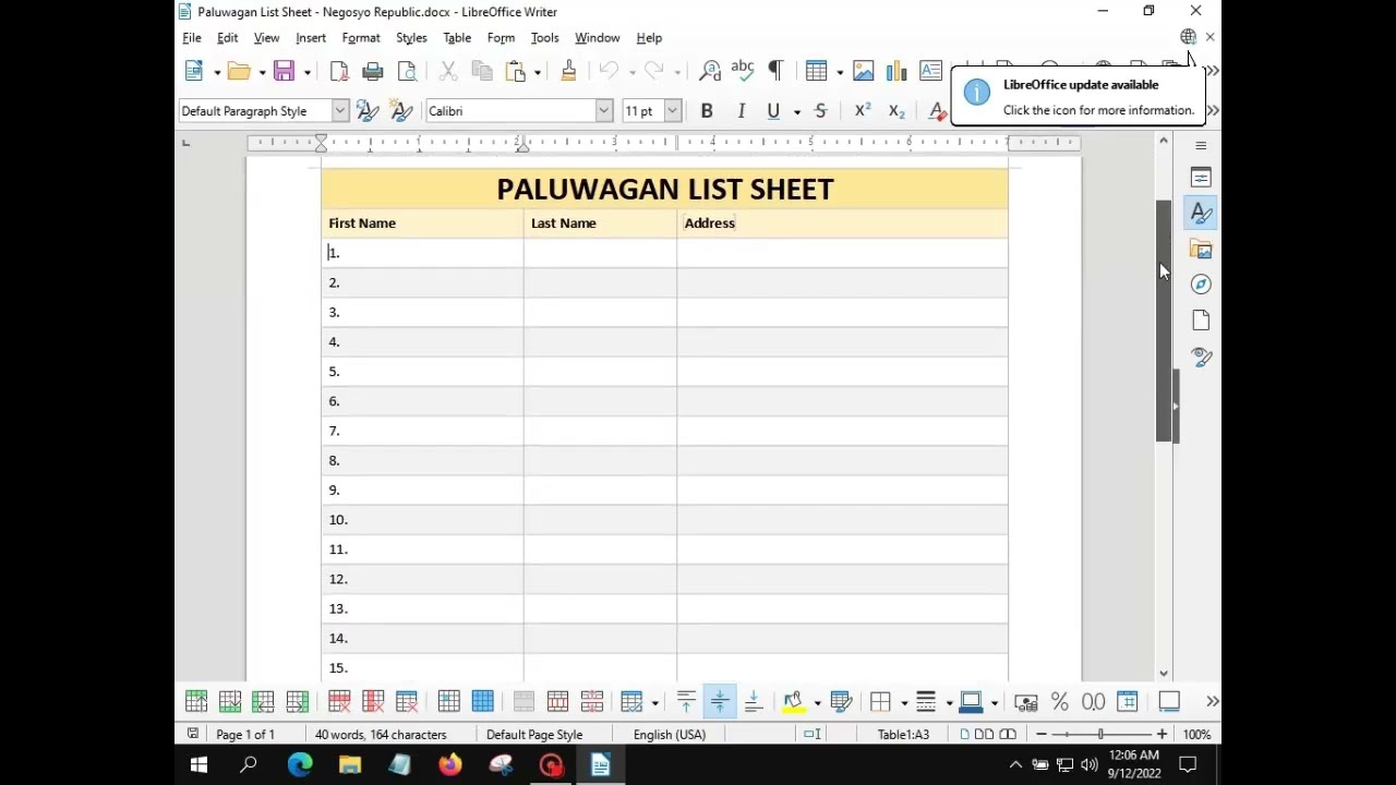 Editable and printable paluwagan list sheet