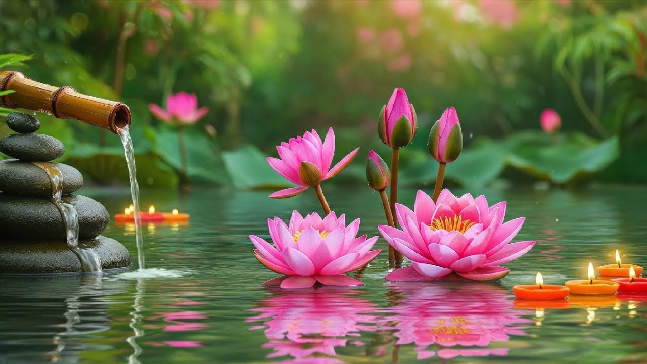 Tropical Zen Garden  Relaxing Water Sounds & Floating Candles