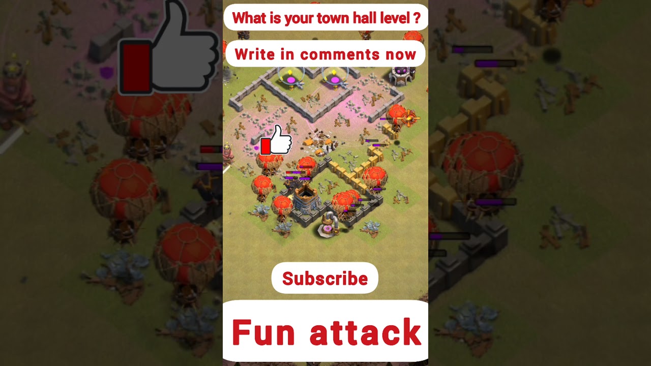 Fun attack clash of clans , lava balloons attack to very easy base