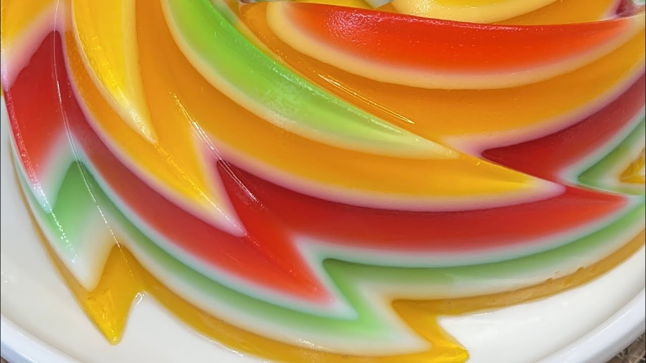 Layered jelly cake ❤️🧡🩷💚 #asmr #layered #jellycake #fruitjelly #dessert 