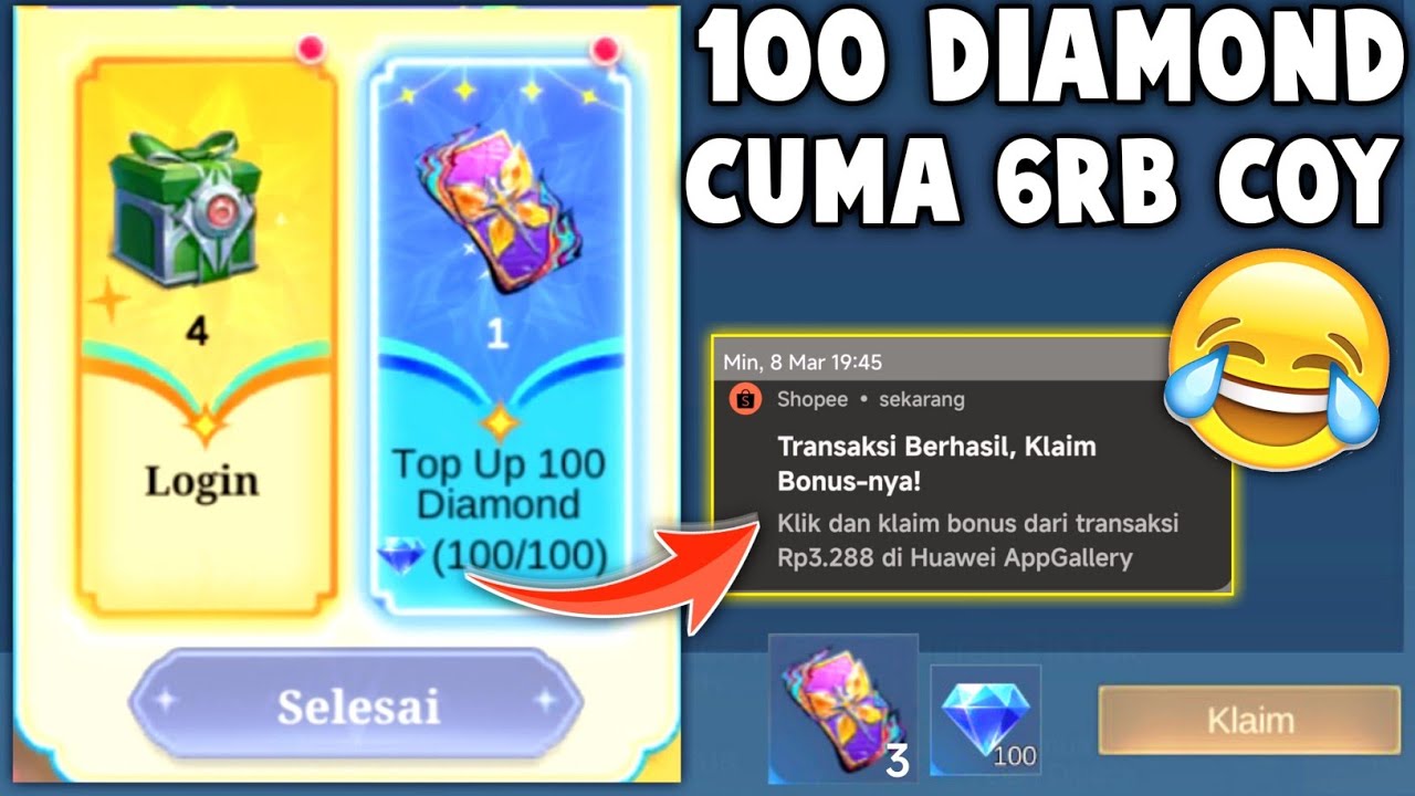 TRIK CARA TOPUP MISI HARIAN 100 DIAMOND CUMA Rp6.000 COY, EVENT GALACTIC STARHAWK SKIN LEGEND FANNY