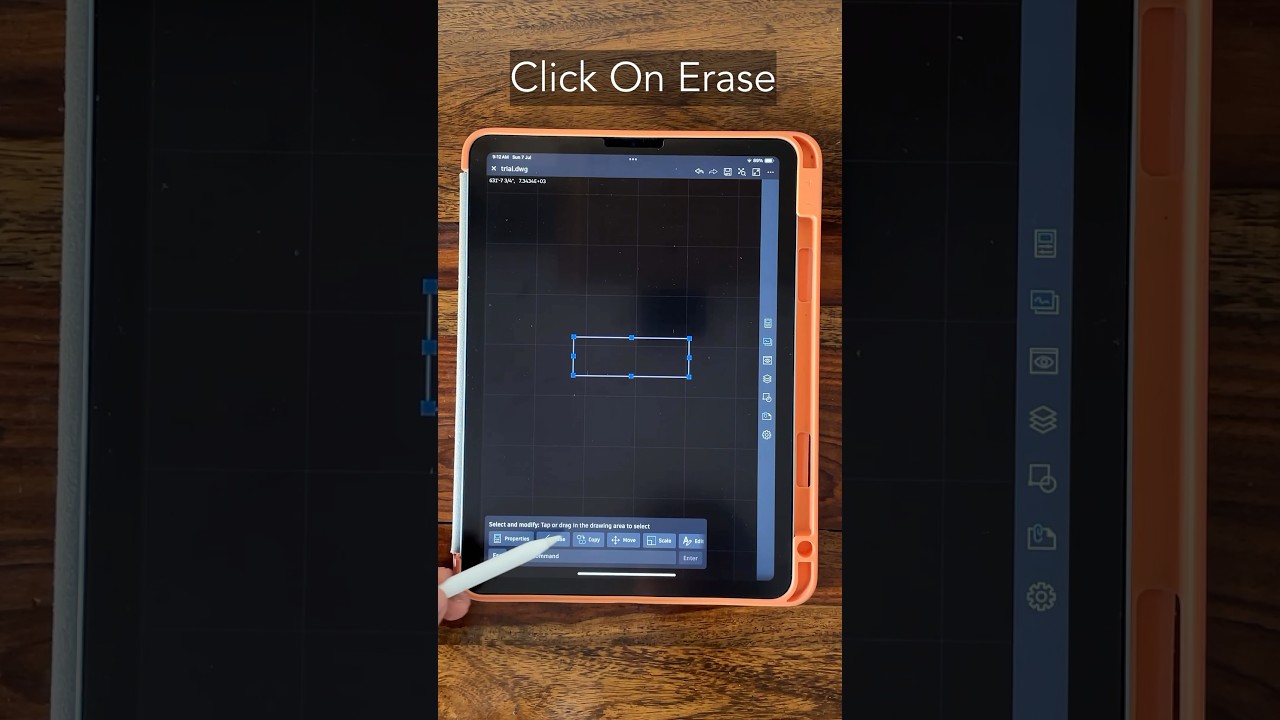 Learn AutoCAD On iPad ✅- Day4(ERASE) #shorts #autocad #cad #ipad #ipadpro #2d #drawing