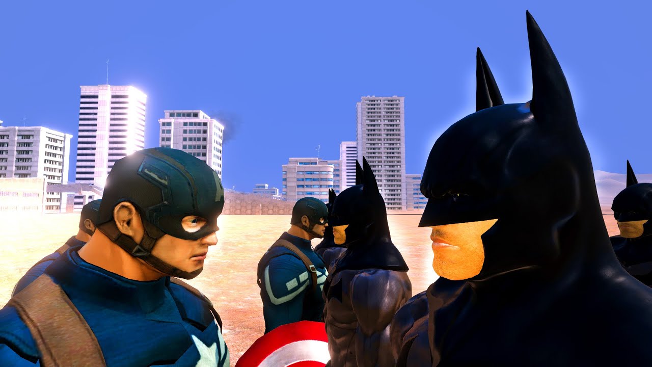 CAPTAIN AMERICA VS BATMAN VS HELLO NEIGHBOR - 😱 Ultimate Epic Battle Simulator