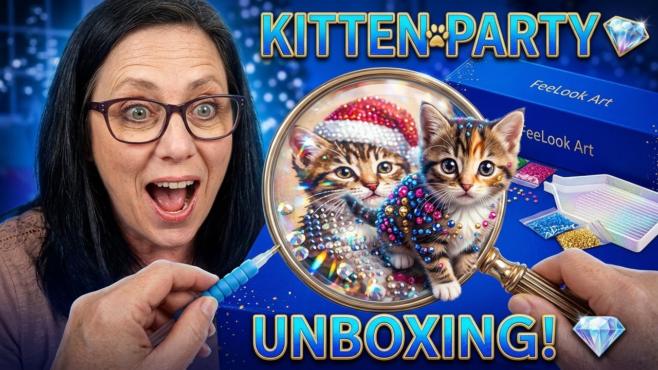 Распаковка работ FeeLook Art 💎 Алмазная живопись | Рождественская серия - Вечеринка с котятами