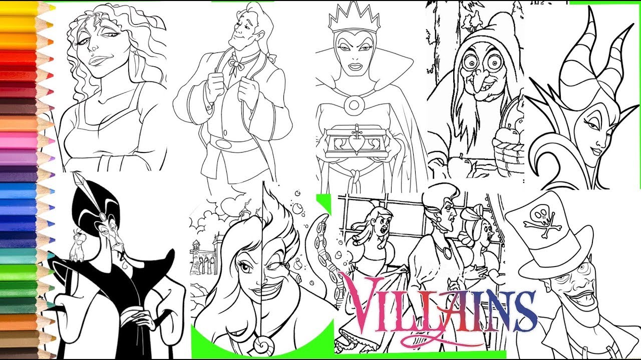 Disney Villain URSULA VANESSA JAFAR MOTHER GOTHEL & MORE - Coloring Pages for kids