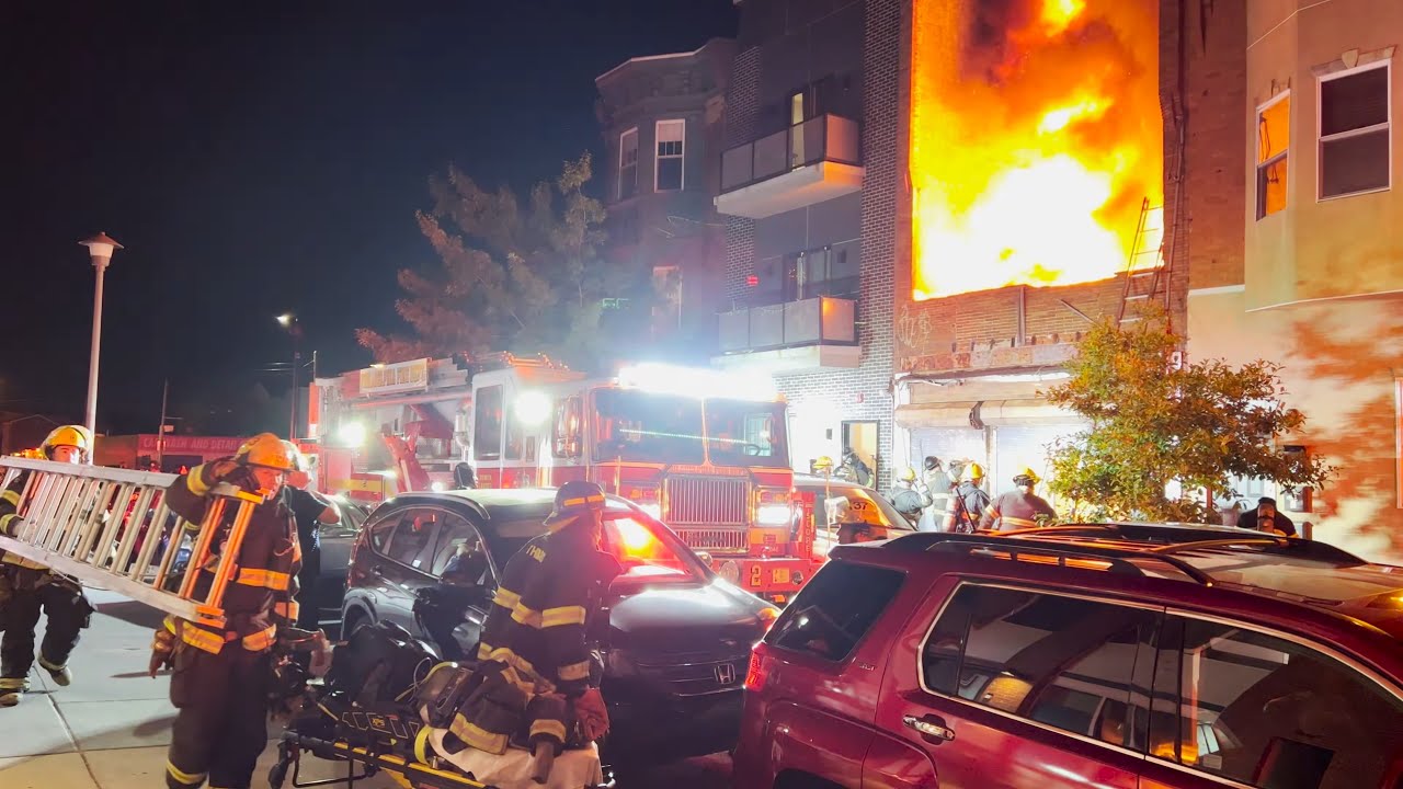 Fire between Rowhomes - Poplar District, Philly