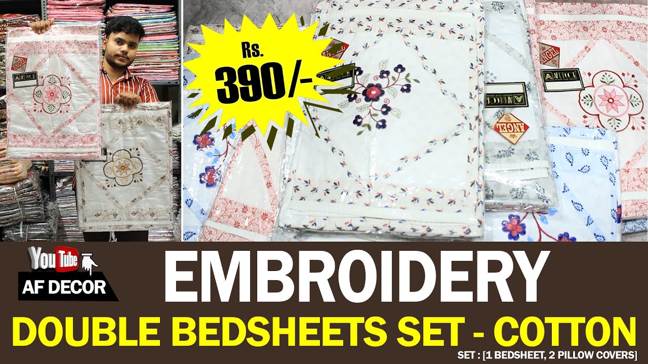 #Embroidery bedsheets @ wholesale from direct factory price #afdecor #hyderabadaahandlooms #bedsheet