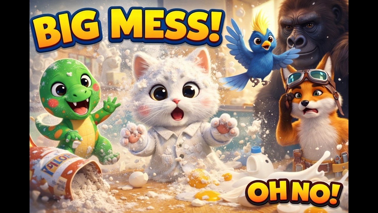 TungTung Cat Makes a BIG Mess in the Kitchen! 🍪😂 | Fun Cleanup Cartoon