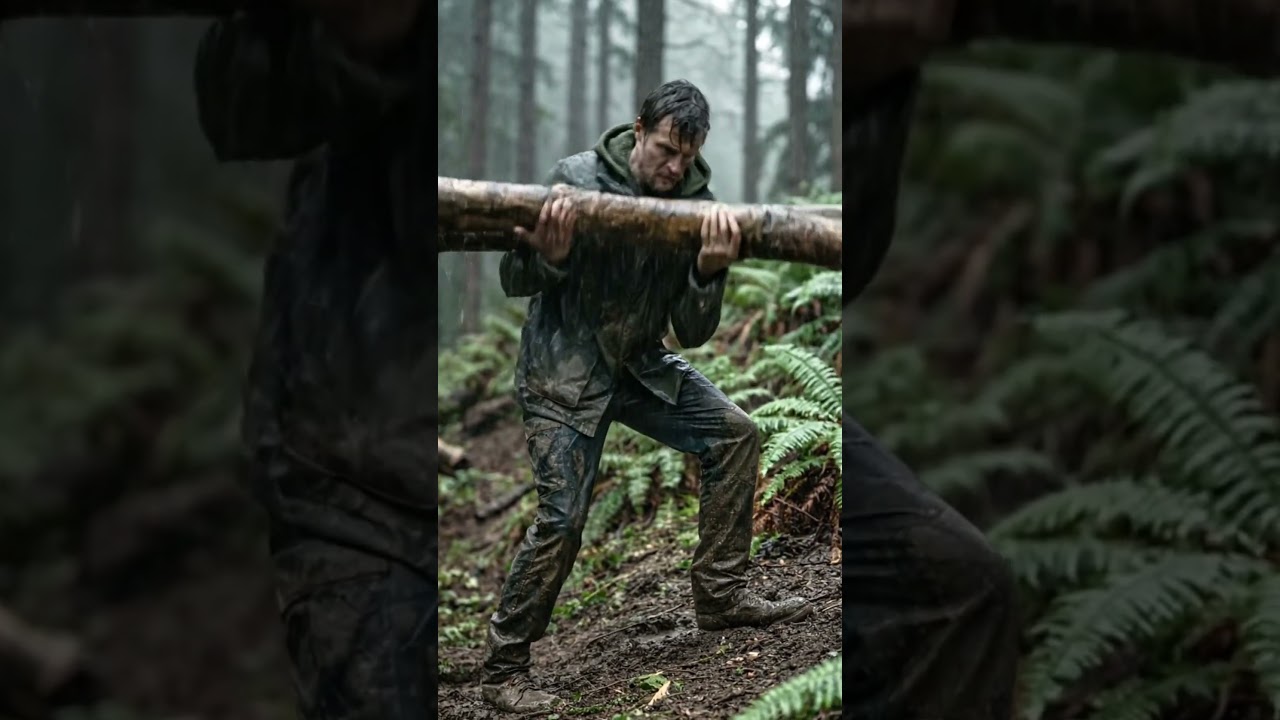 No talking.Just rain, work, and survival.A hidden home in the forest.