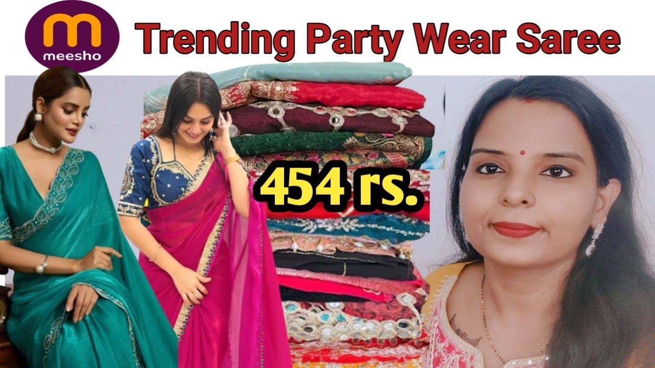Meesho Saree Haul 454 rs 🥰😍 Meesho Latest Designer Saree Haul 