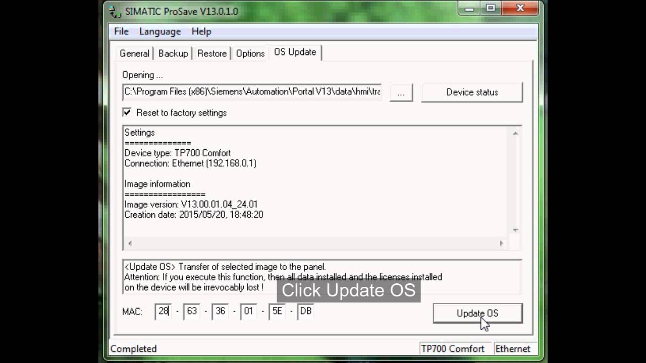 Performing a Factory Reset on an SIMATIC HMI via ProSave | Authorized Siemens Support | AWC, Inc.