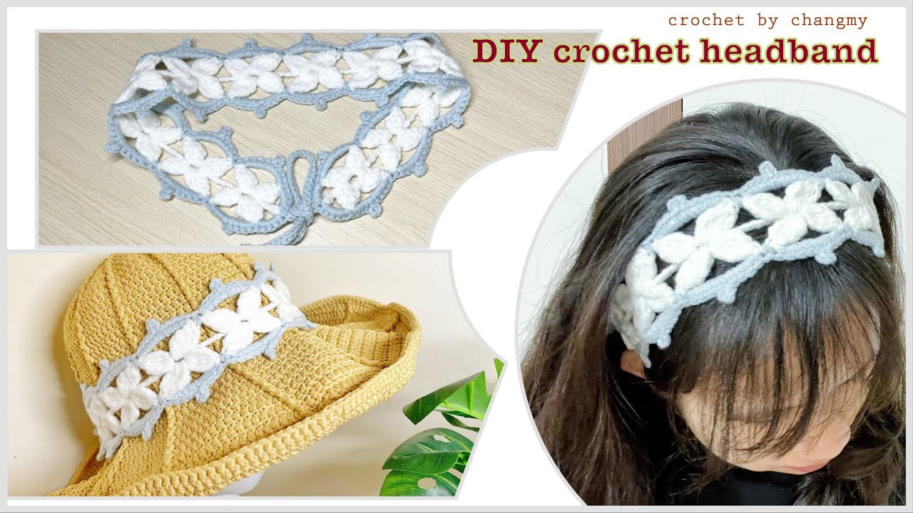 165. DIY crochet headband | Hướng dẫn móc băng đô/ruy băng họa tiết hình bướm dễ thương | by changmy