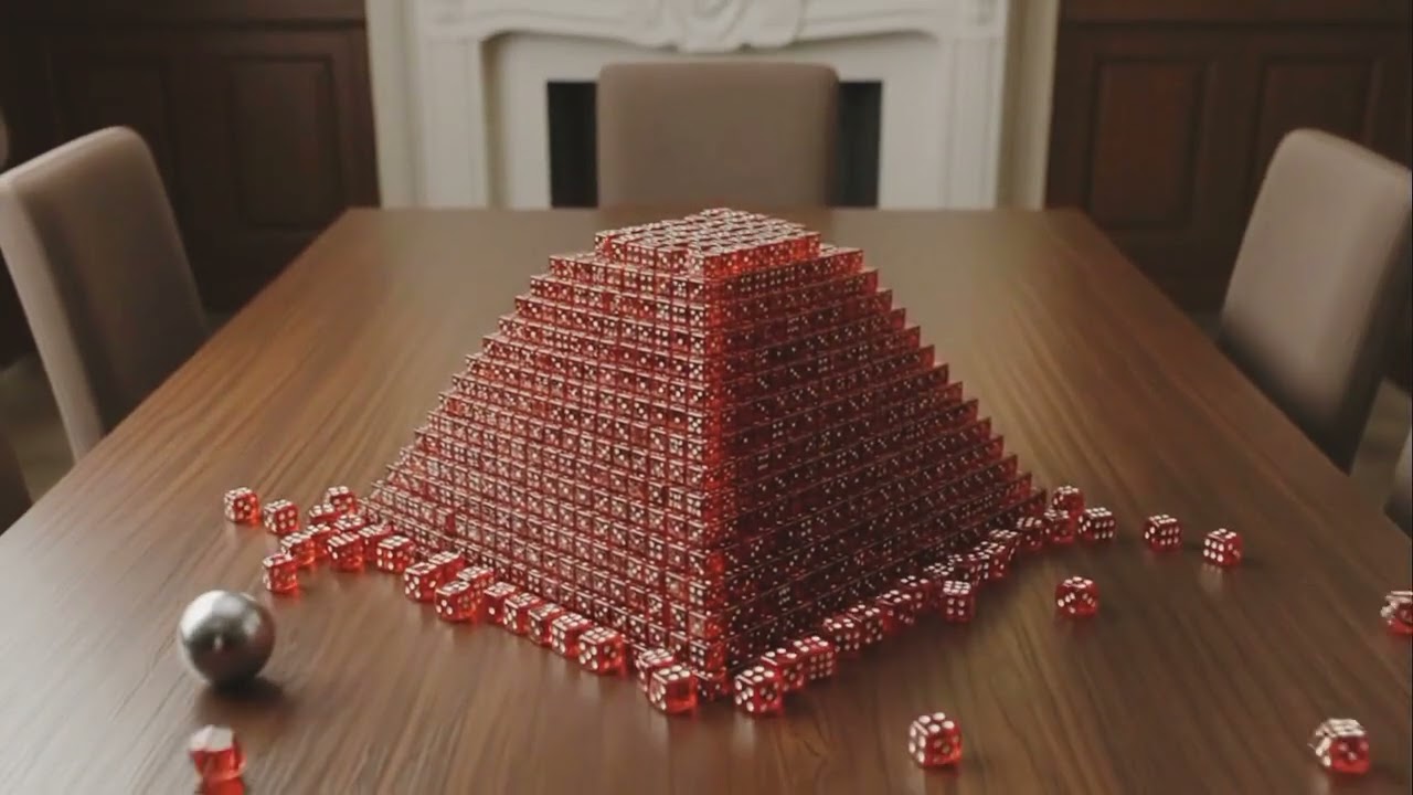 Dice pyramid smash | physics simulation | metal ball vs dice