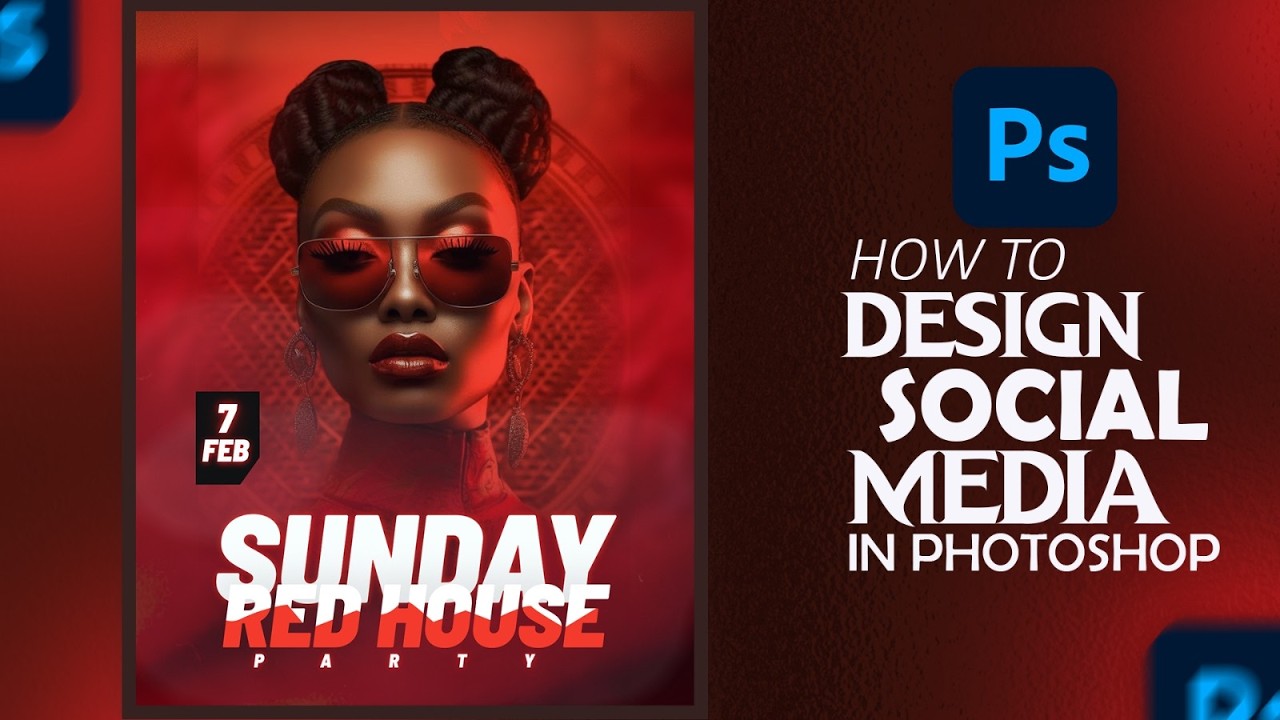 How to Design a Club Flyer in Photoshop | Step-by-Step Red Party Poster Tutorial