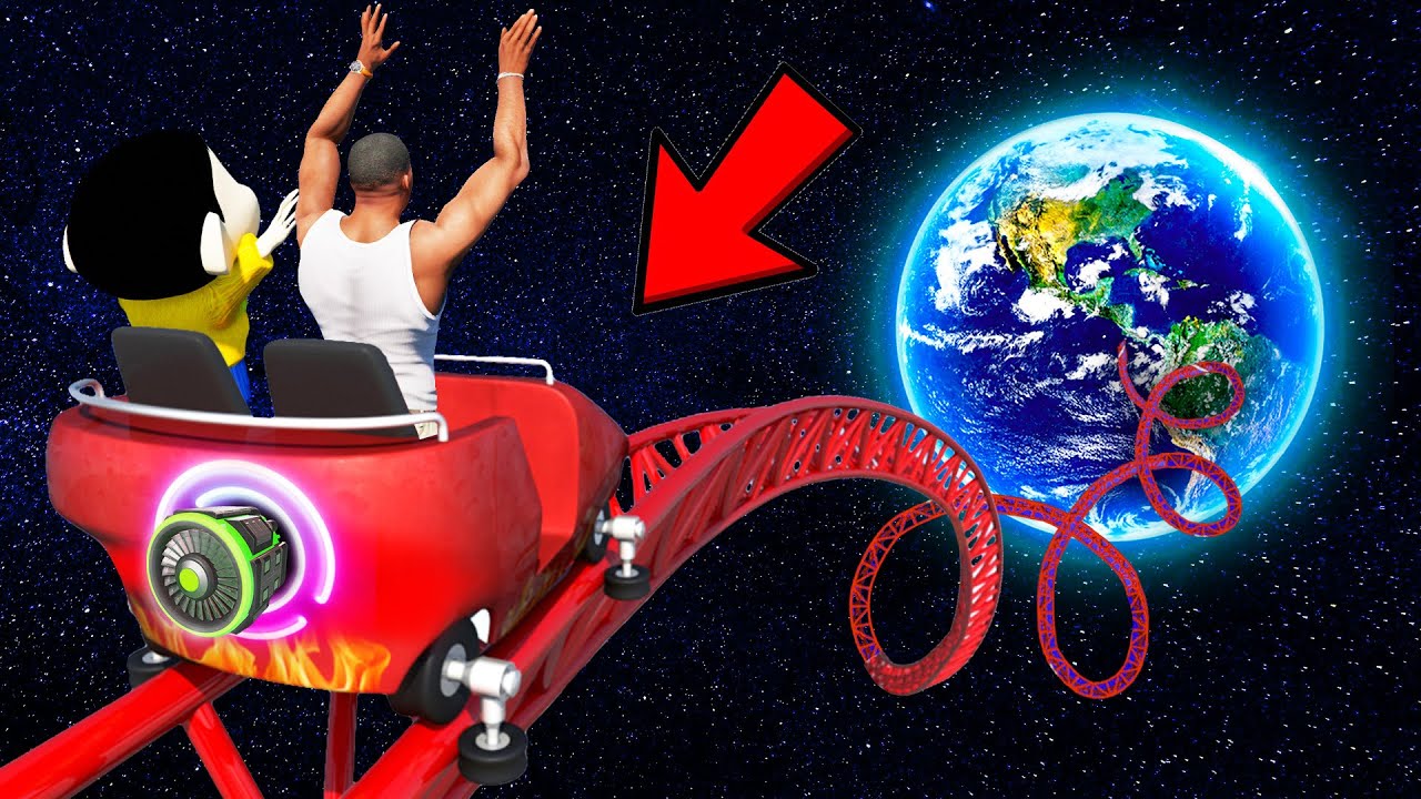 SHINCHAN AND FRANKLIN TRIED THE IMPOSSIBLE GIANT ROLLER COASTER FROM SPACE CHALLENGE GTA 5